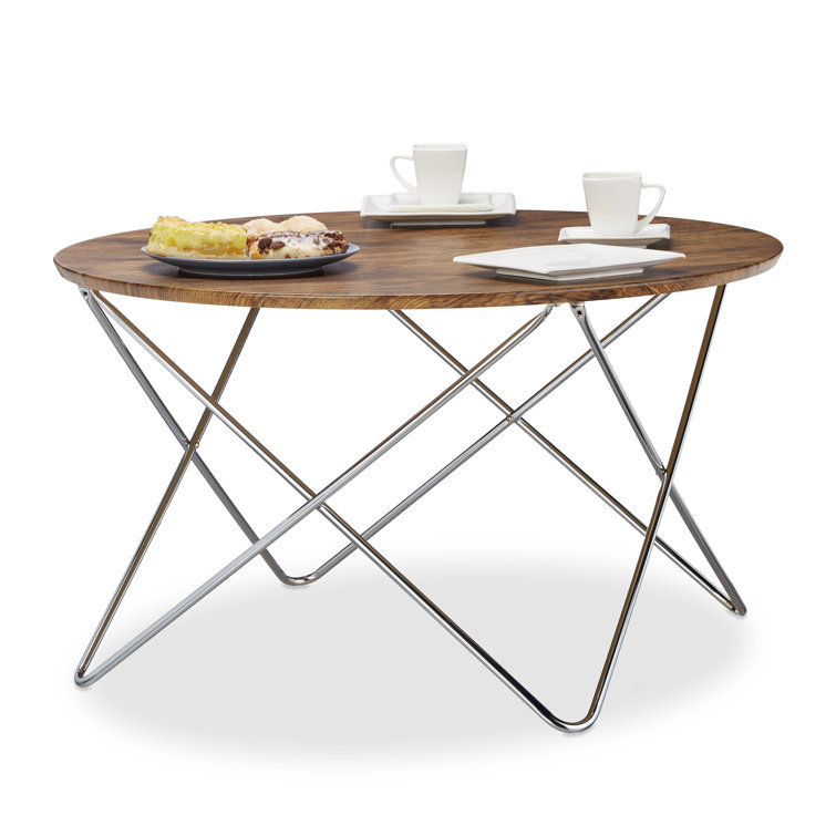 Latitude Run Strait Round Wood/Metal Living Room Side Table Wayfair.co.uk